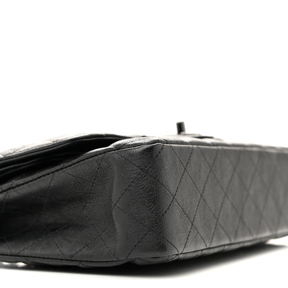 Chanel Crumpled Calfskin Quilted Medium Double Flap So Black 9 of 11