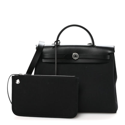 Hermes Military Toile Vache Hunter Herbag Zip Retourne 31 PM Black 3 of 11