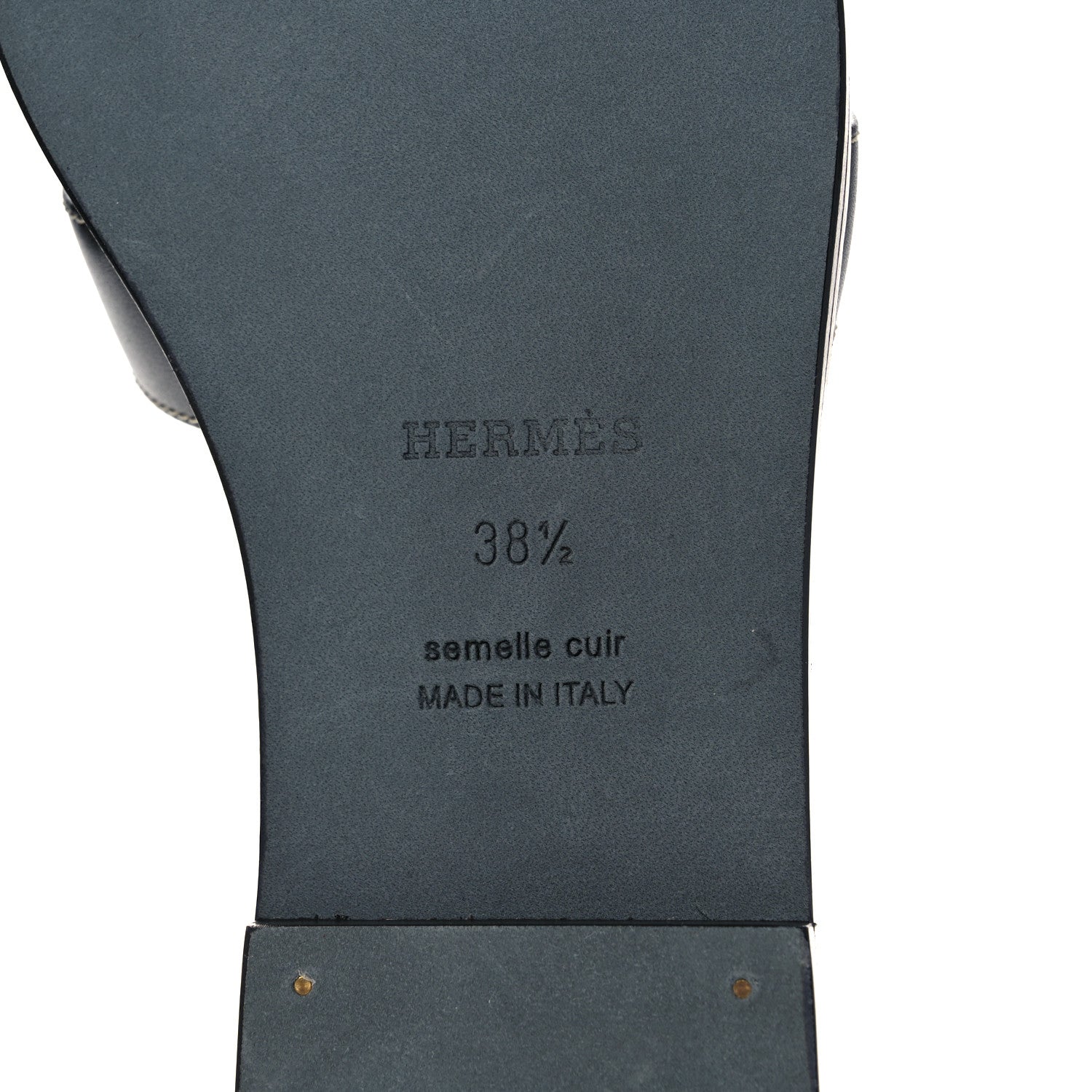 Hermes Box Calfskin Oran Sandals 38.5 Black 6 of 9