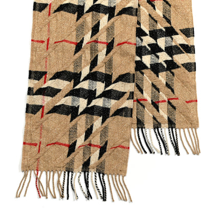 Burberry Metallic Cashmere Giant Check Fringe Scarf Camel 6 of 10