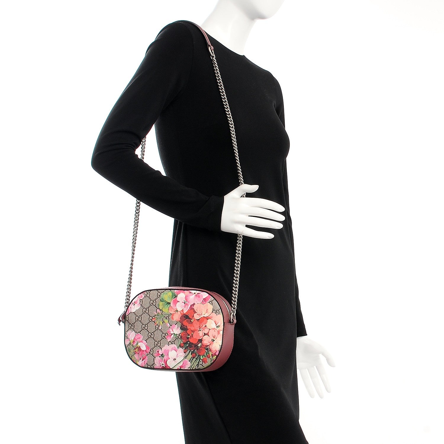 Gucci GG Supreme Monogram Blooms Mini Chain Shoulder Bag Beige Multicolor Dry Rose 2 of 9