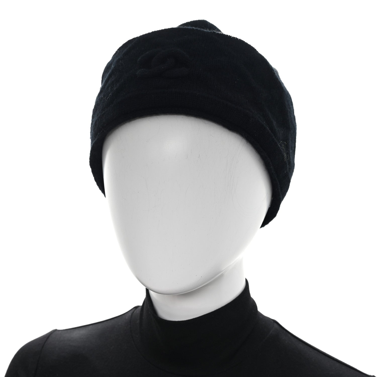 Chanel Cashmere CC Beanie Hat Black 2 of 5