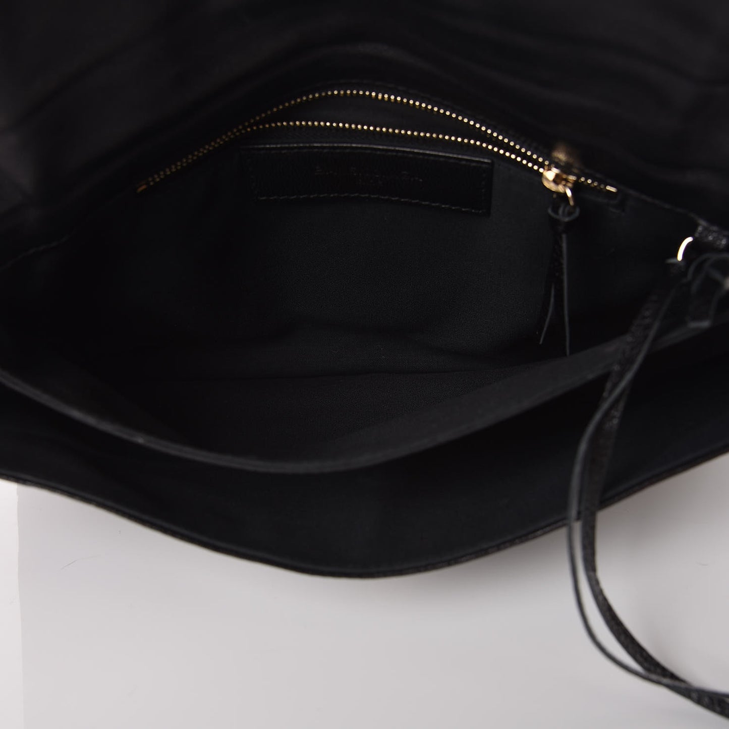 Chevre Gold Metallic Edge Hardware Envelope Clutch Black