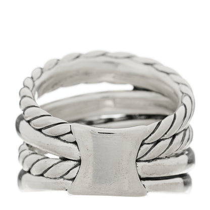 David Yurman Sterling Silver 14K Yellow Gold 17.5mm Five Row Crossover Ring 53 6.5 3 of 4