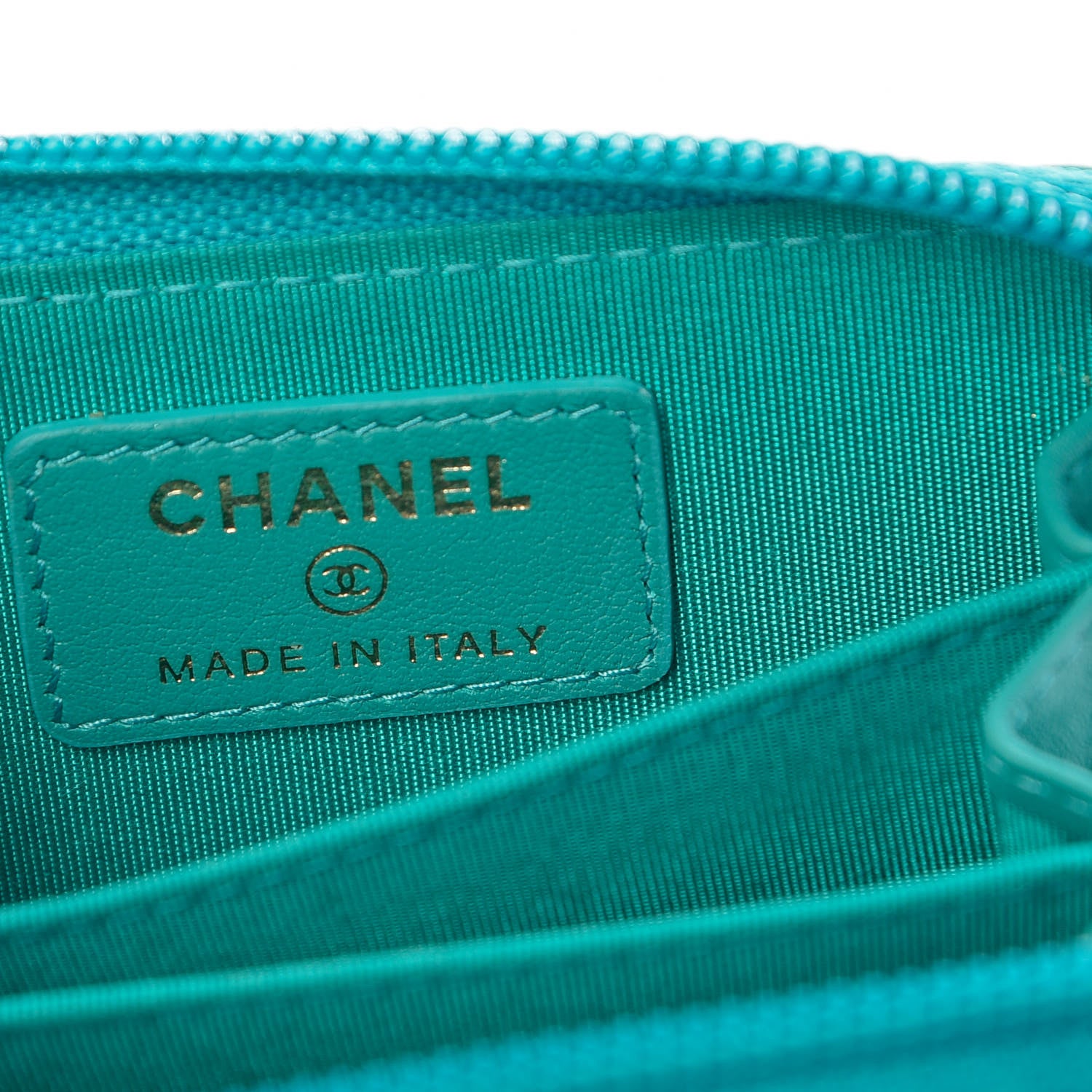 Chanel Calfskin Quilted Boy Zip Around Coin Purse Wallet Turquoise 5 of 6