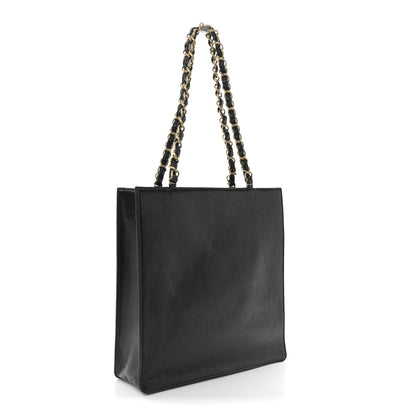 Chanel Shiny Aged Calfskin North South Shopping Bag Black 3 of 10