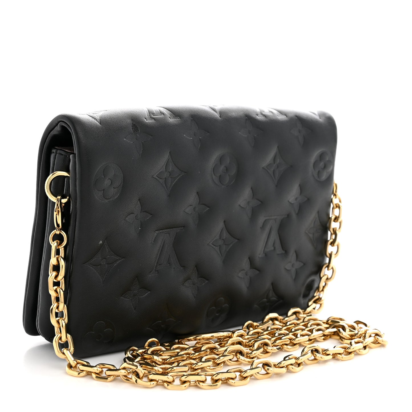 Lambskin Embossed Monogram Pochette Coussin Black