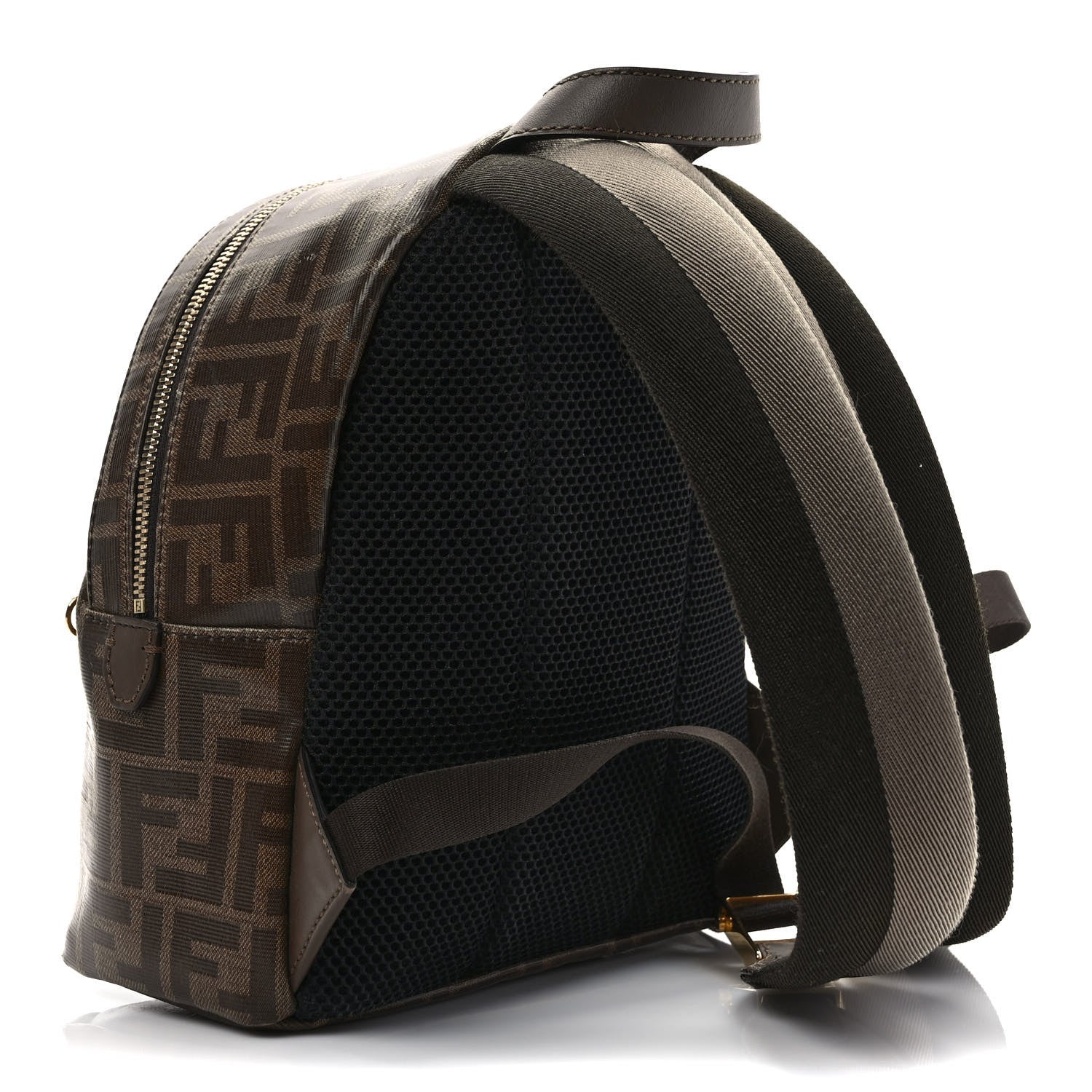 Fendi X FILA Glazed Fabric Vitello Century FF 1974 Mania Mini Backpack Mogano Panna Blueberry 3 of 9
