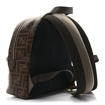 Fendi X FILA Glazed Fabric Vitello Century FF 1974 Mania Mini Backpack Mogano Panna Blueberry 3 of 9