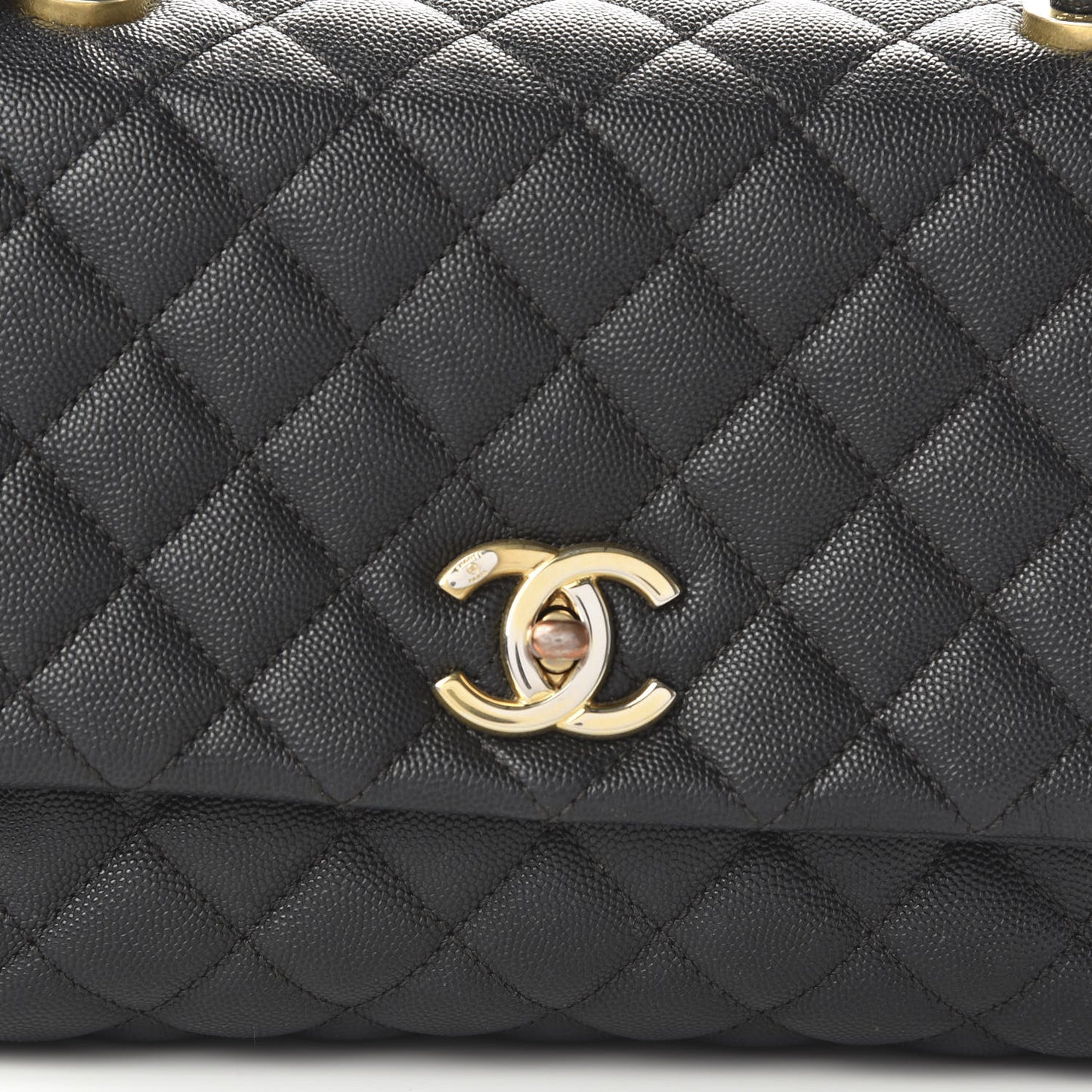 Caviar Quilted Small Coco Handle Flap Black
