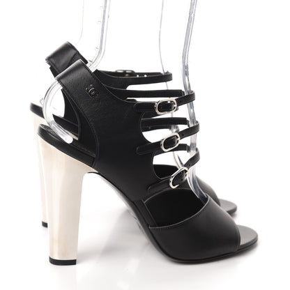 Chanel Lambskin CC Heel Sandals 40.5 Black 4 of 9