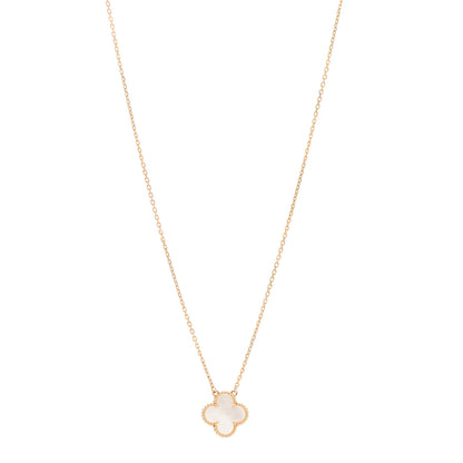 Van Cleef & Arpels 18K Yellow Gold Mother of Pearl Vintage Alhambra Pendant Necklace 1 of 5