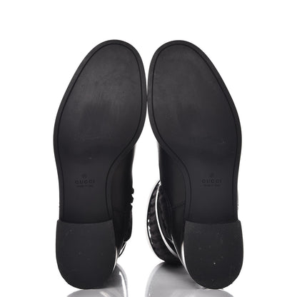 Gucci Calfskin Wool Knit Lockhart Boots 38.5 Black 5 of 7