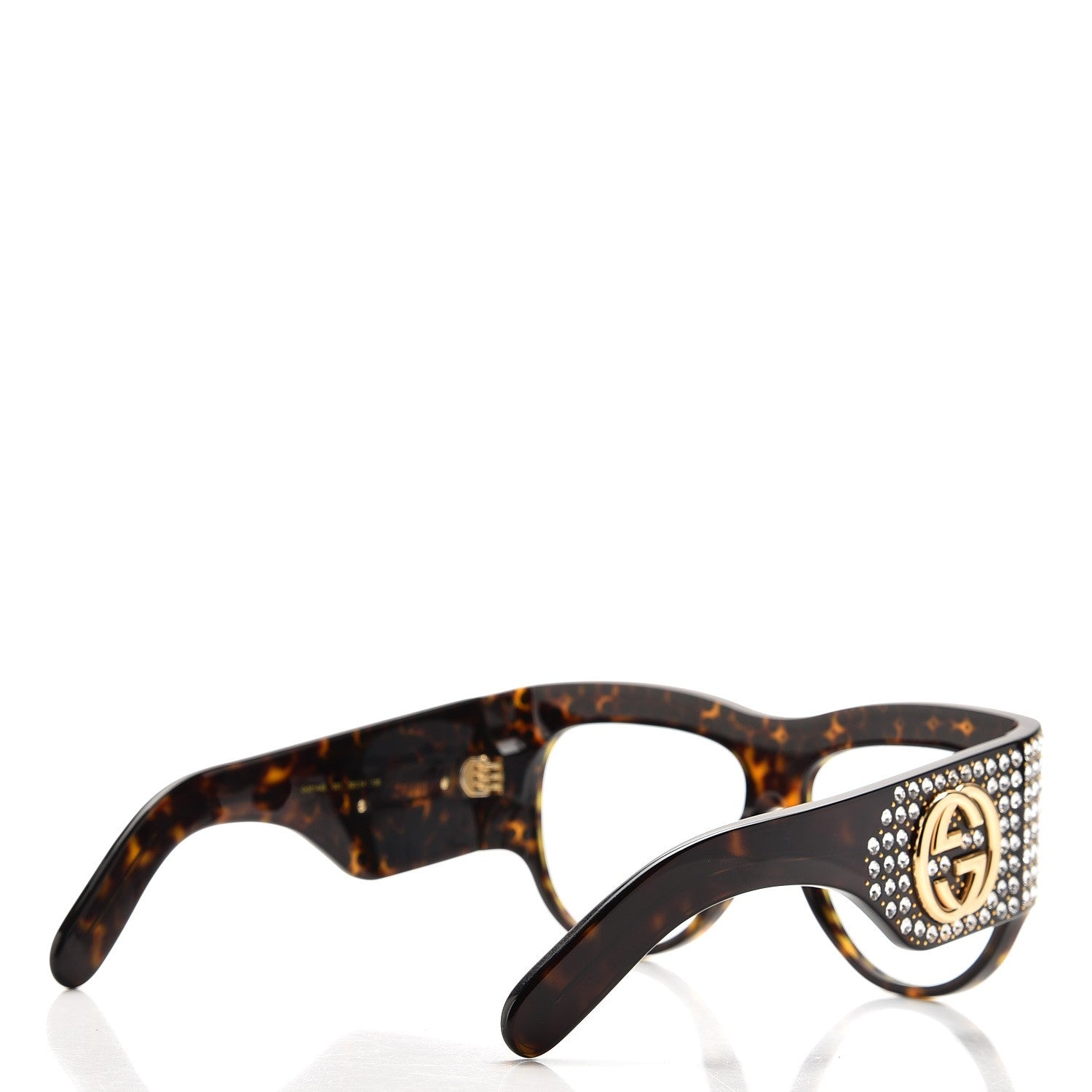 Gucci Acetate Crystal Oversize Hollywood Forever Sunglasses GG0144S Tortoiseshell 4 of 8