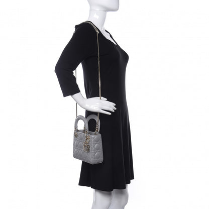 Christian Dior Metallic Lambskin Cannage Mini Lady Dior Silver 2 of 10