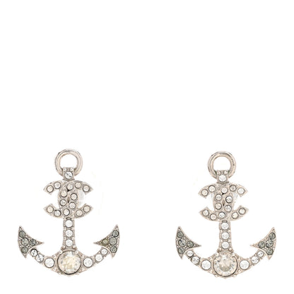 Chanel Crystal CC Anchor Earrings Silver 1 of 5