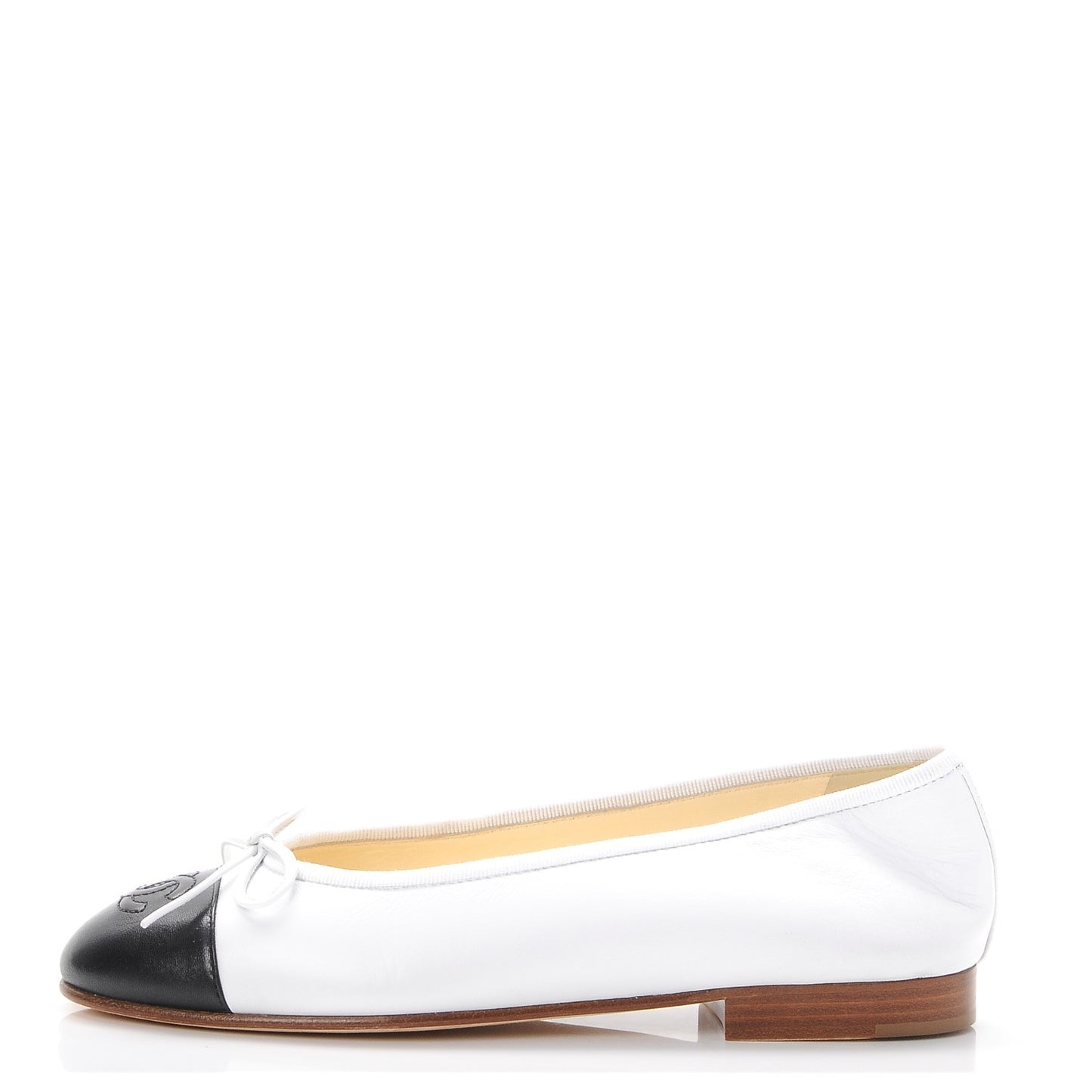 Lambskin Cap Toe Ballerina Flats 35 White Black