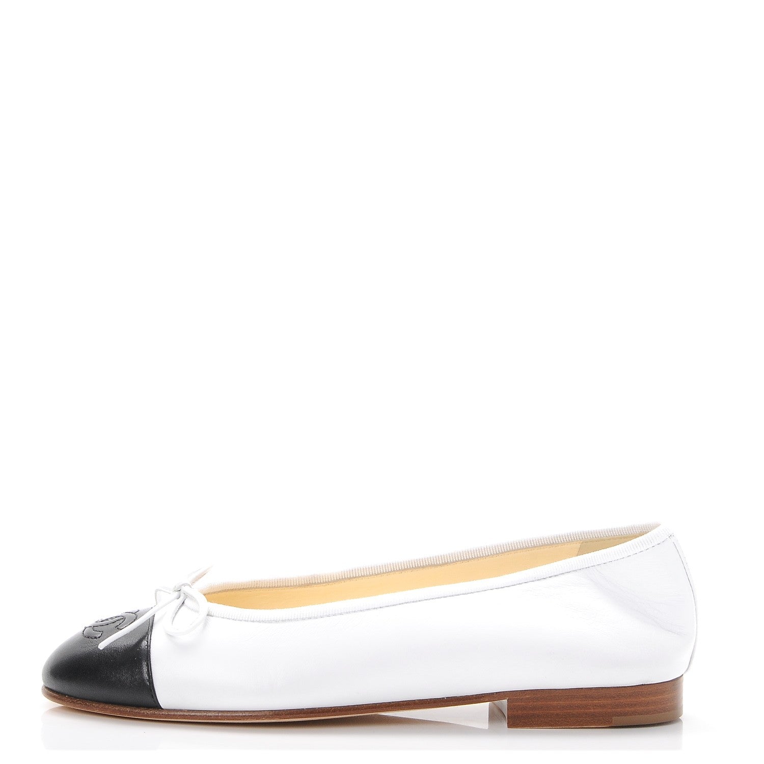 Chanel Lambskin Cap Toe Ballerina Flats 35 White Black 1 of 11