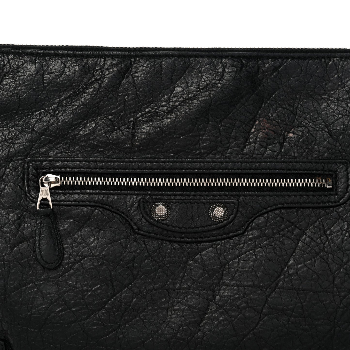 Agneau Giant 12 Silver Hardware Pouch Clutch Black