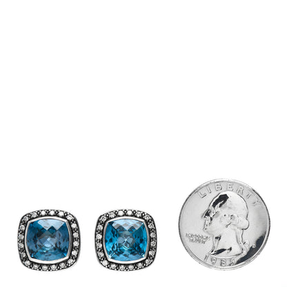 David Yurman Sterling Silver Diamond Blue Topaz 11mm Albion Earrings 2 of 4