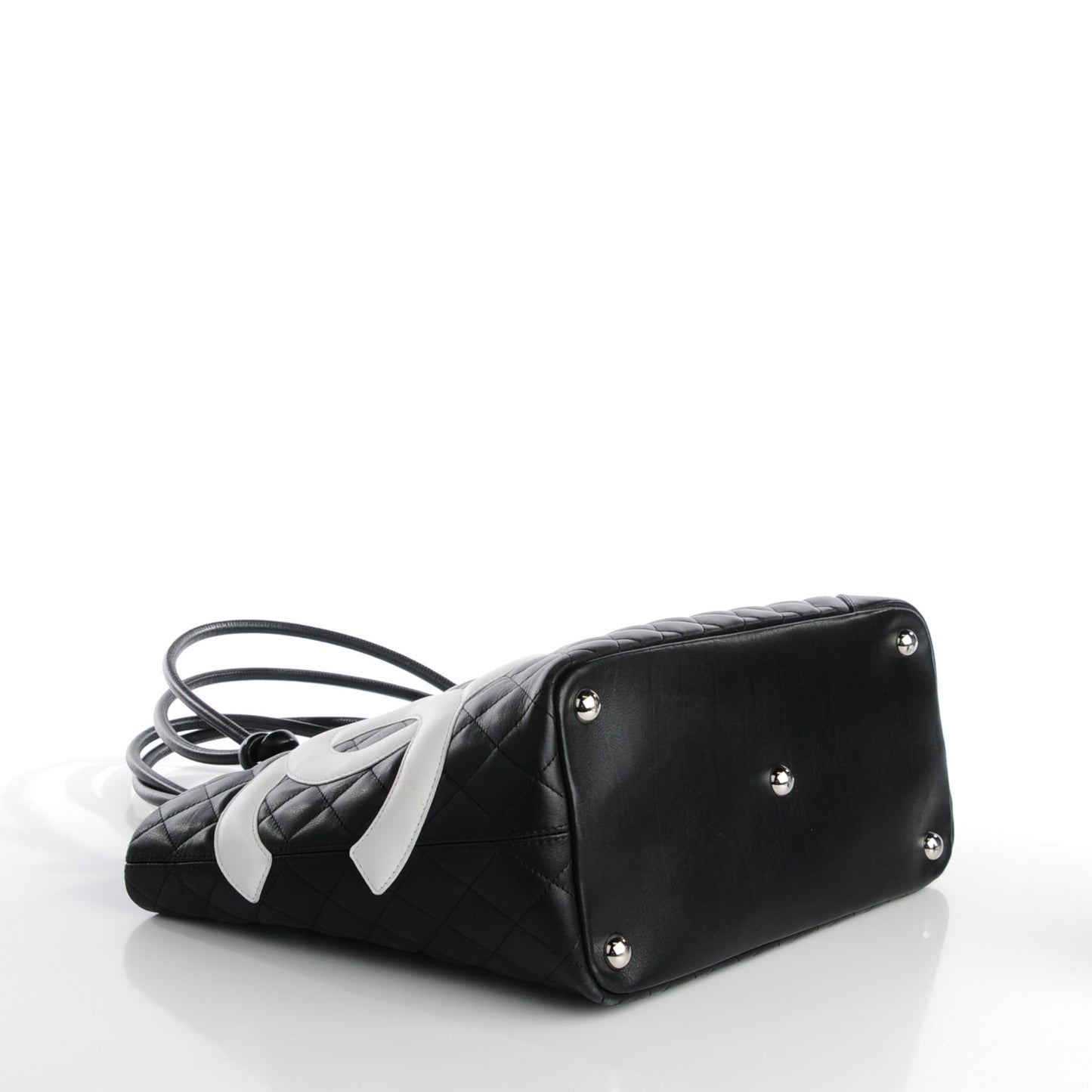 Calfskin Quilted Large Cambon Tote Black White
