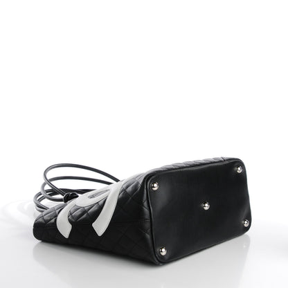 Chanel Calfskin Quilted Large Cambon Tote Black White 4 of 7