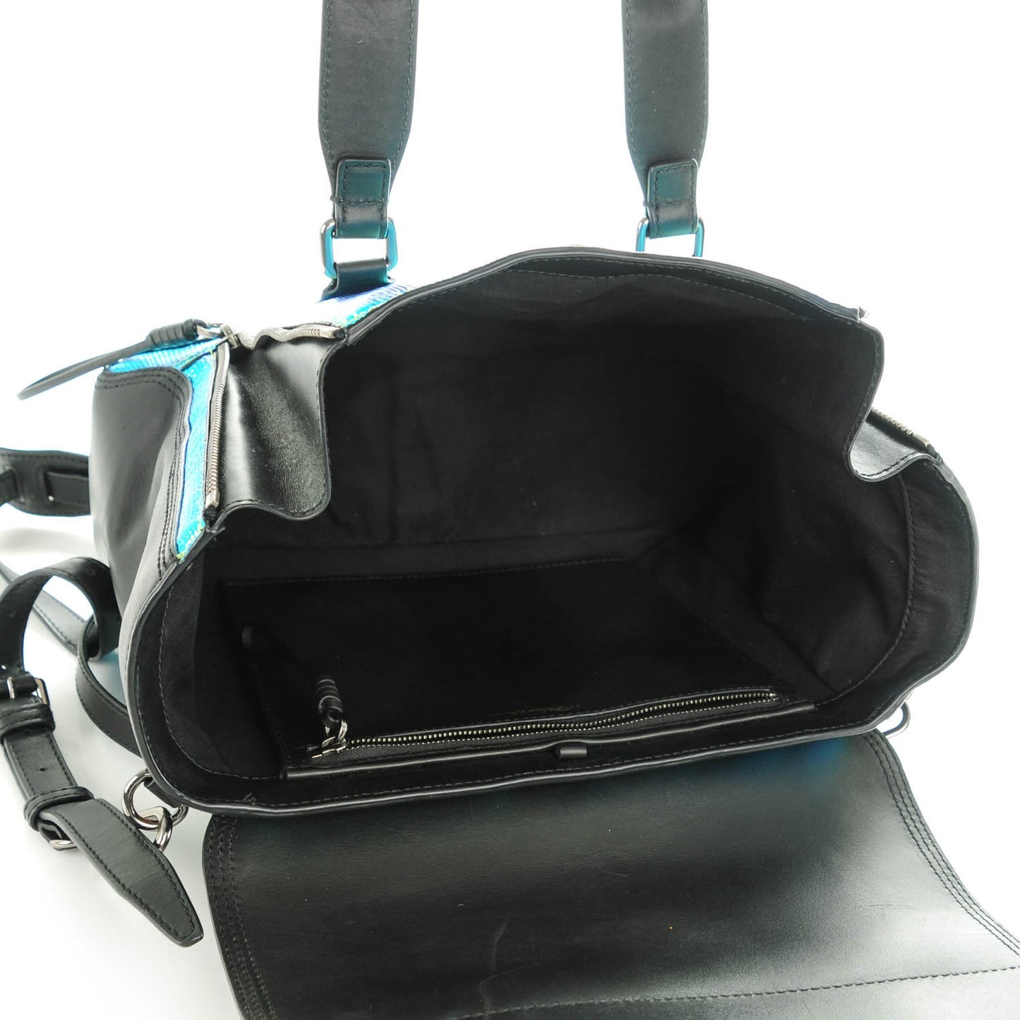 3.1 Textured Holographic Stamped Calfskin Medium Pashli Satchel Black