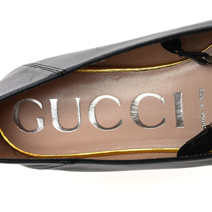Gucci Nappa Lumiere Deva Horsebit Chain Embellished Flats 37 Black 9 of 10