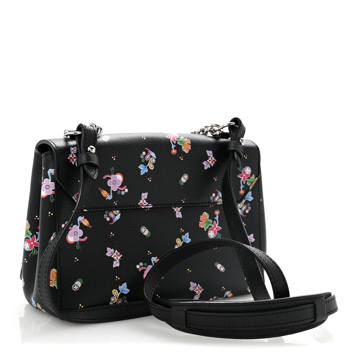Soft Calfskin Lockme II Floral Chain Bag BB Black