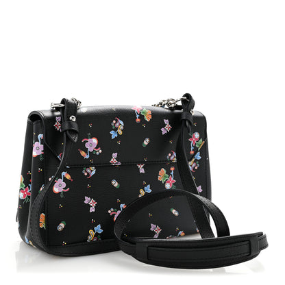 Louis Vuitton Soft Calfskin Lockme II Floral Chain Bag BB Black 3 of 11