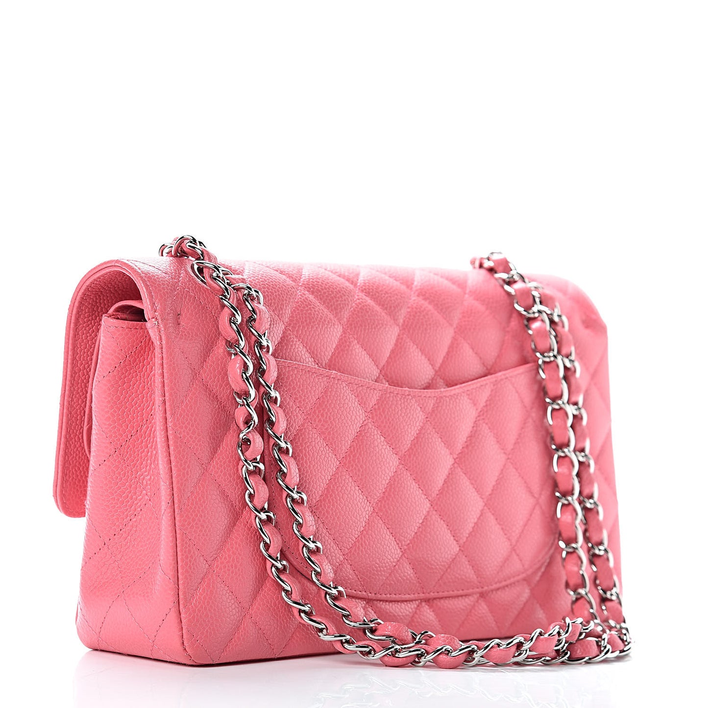Caviar Quilted Medium Double Flap Dark Pink