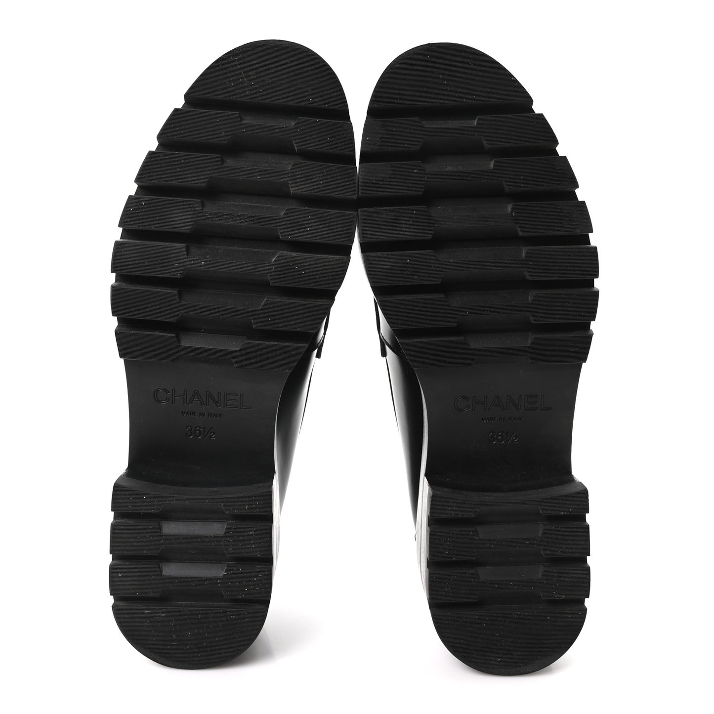 Calfskin Metal CC Loafers 36.5 Black