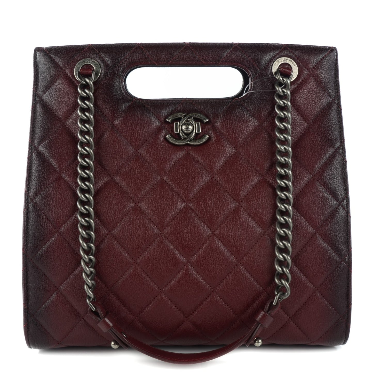 Goatskin Quilted Tote Light Burgundy