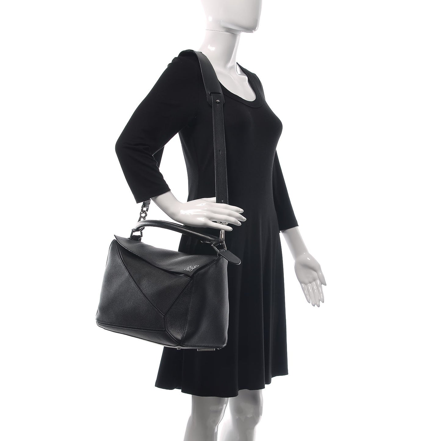 Calfskin Large Puzzle Bag Black