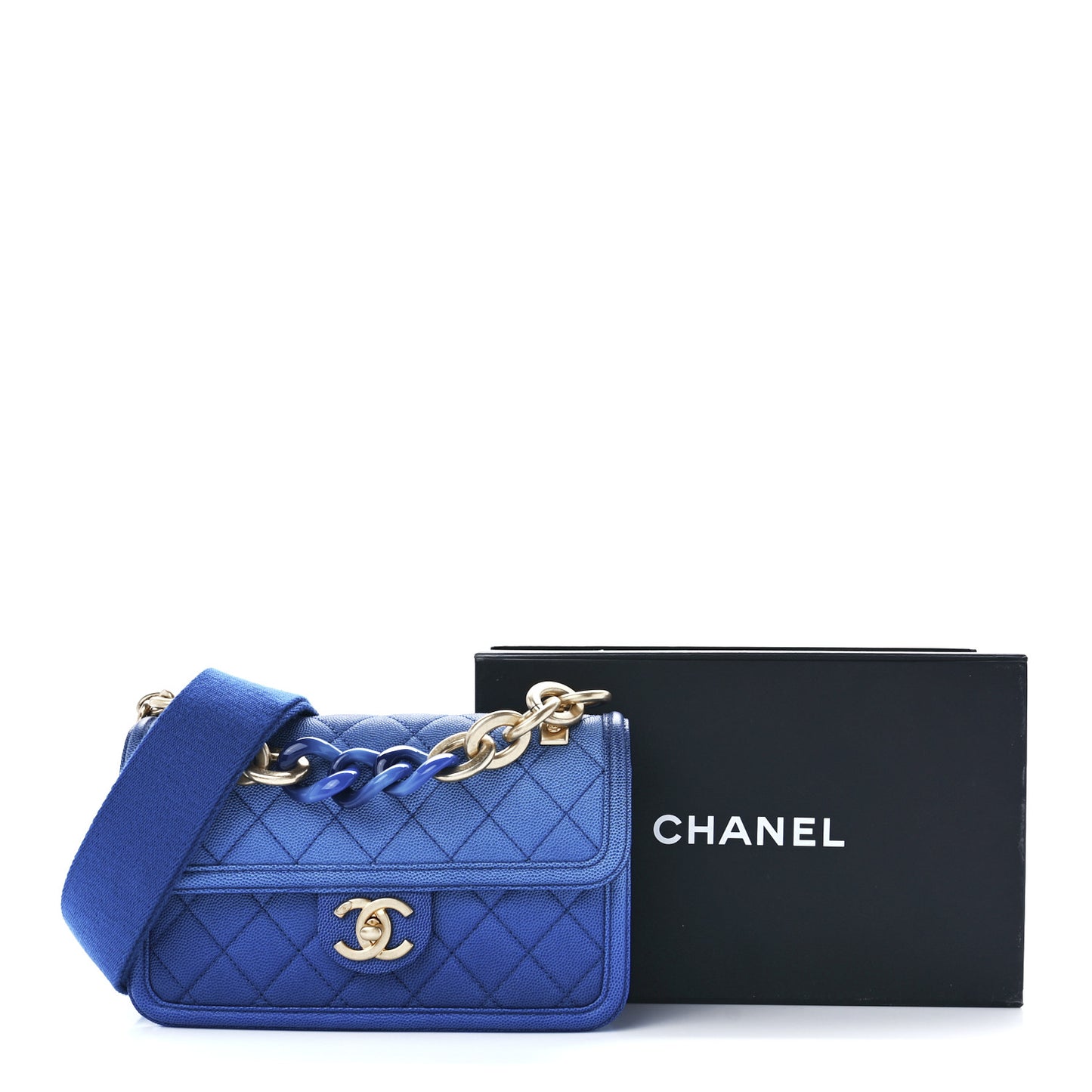 Caviar Quilted Small Sunset On The Sea Flap Blue