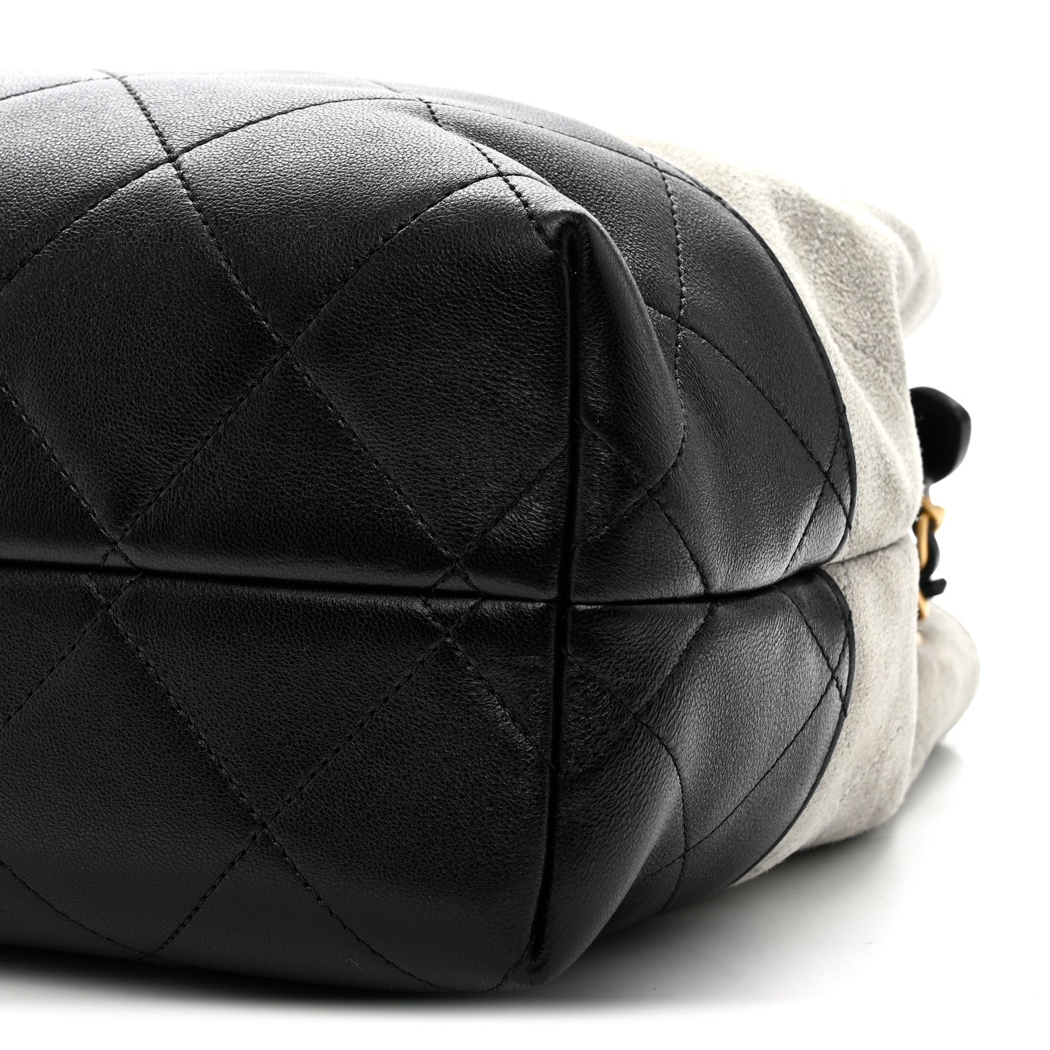 Chanel Suede Calfskin Shiny Lambskin Quilted Small Coco Base Shopping Bag Grey Black 10 of 10