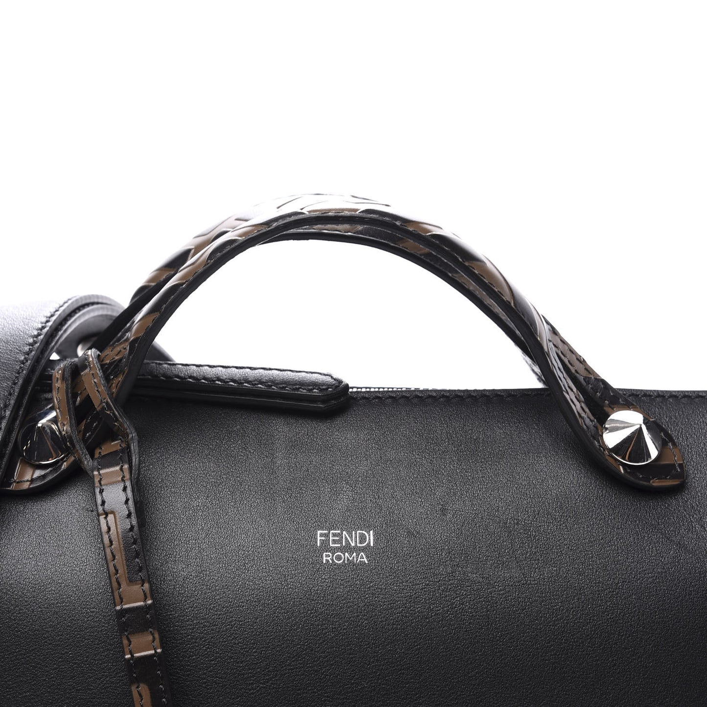 Vitello Dolce Bi-Color FF 1974 Embossed Medium By The Way Boston Bag Black Maya