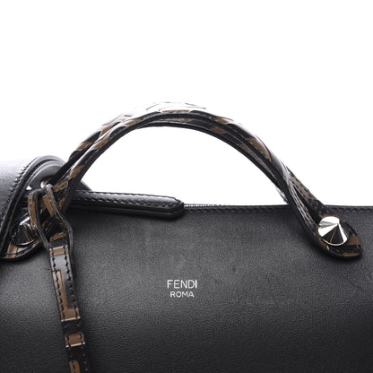 Fendi Vitello Dolce Bi-Color FF 1974 Embossed Medium By The Way Boston Bag Black Maya 11 of 12