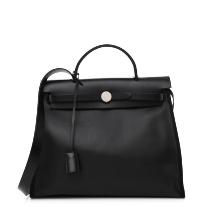 Hermes Toile H Berline Vache Hunter Herbag Zip PM 31 Black Ecru 1 of 15