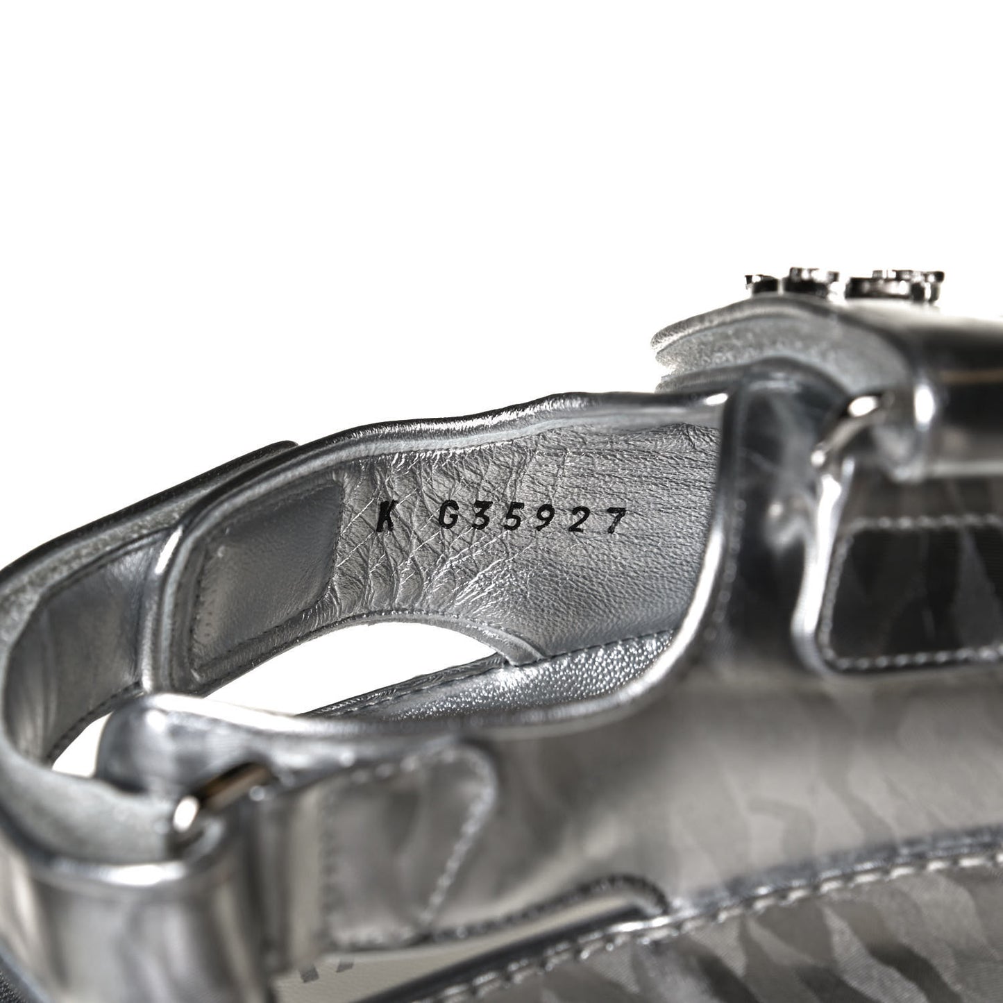 Laminated Calfskin Velcro Dad Sandals 35.5 Silver
