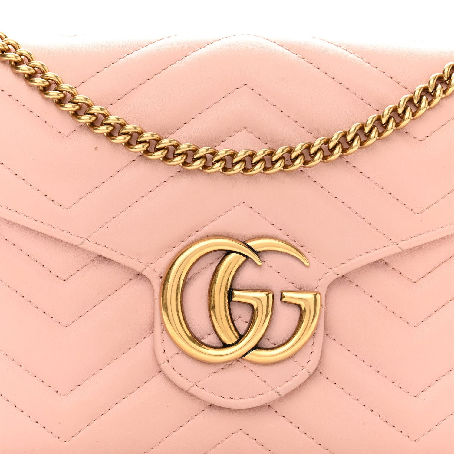 Gucci Calfskin Matelasse GG Marmont Chain Wallet Perfect Pink 7 of 10