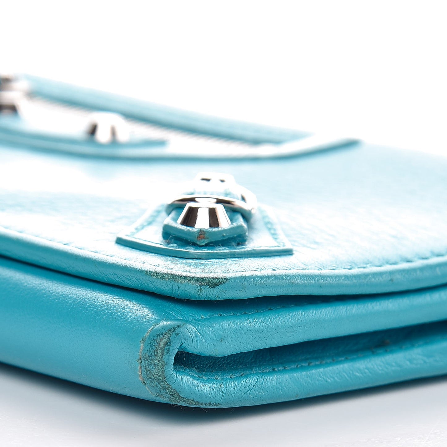 Supple Calfskin Papier Platre Money Wallet Bleu Caraibes