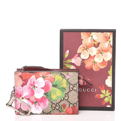 Gucci GG Supreme Monogram Blooms Key Ring Coin Case Beige Multicolor Dry Rose 7 of 7