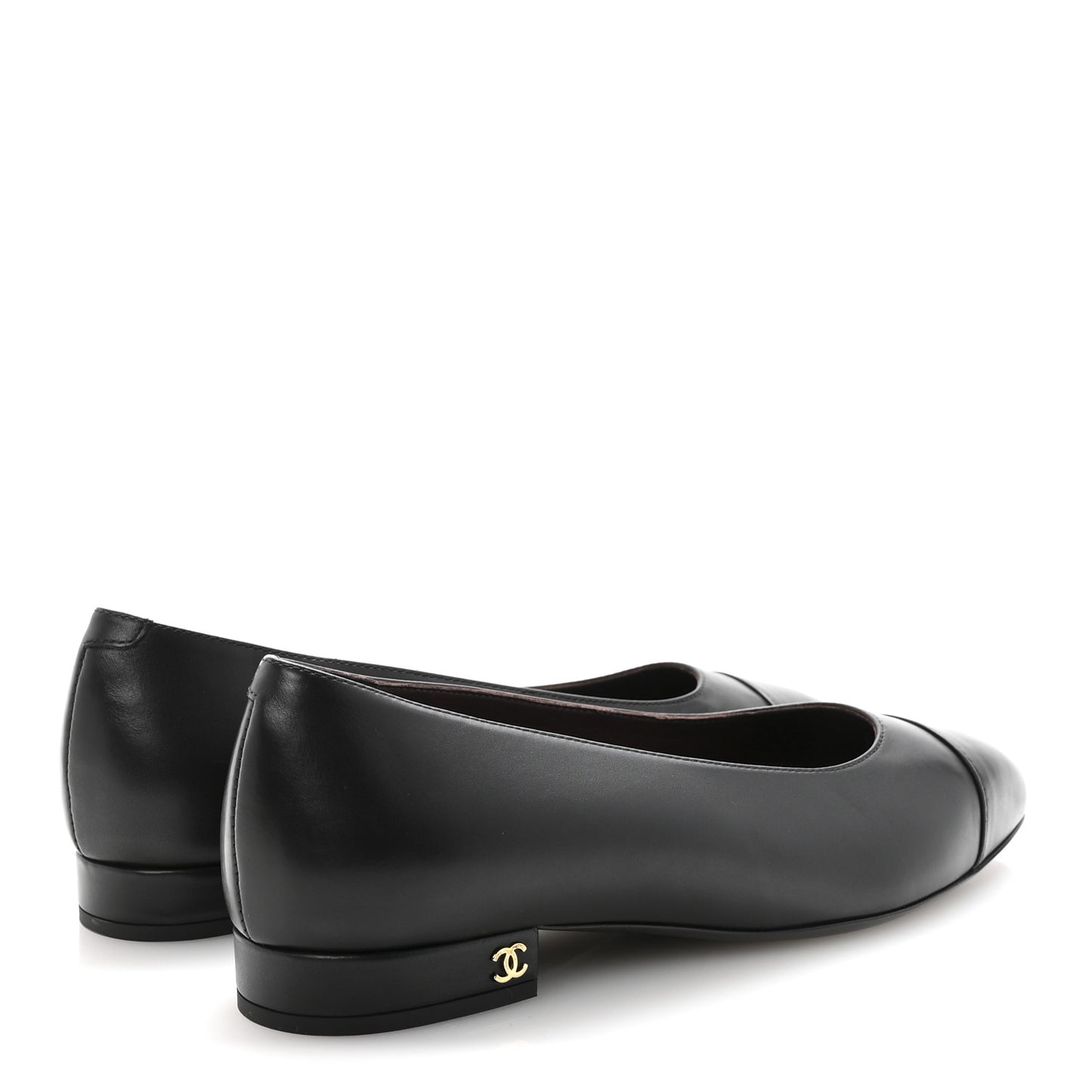 Lambskin Cap Toe Ballerina Flats 38.5 Black