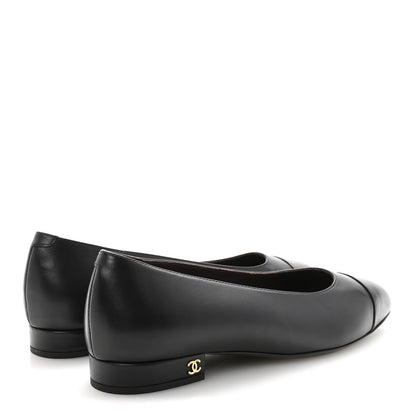 Chanel Lambskin Cap Toe Ballerina Flats 38.5 Black 5 of 10
