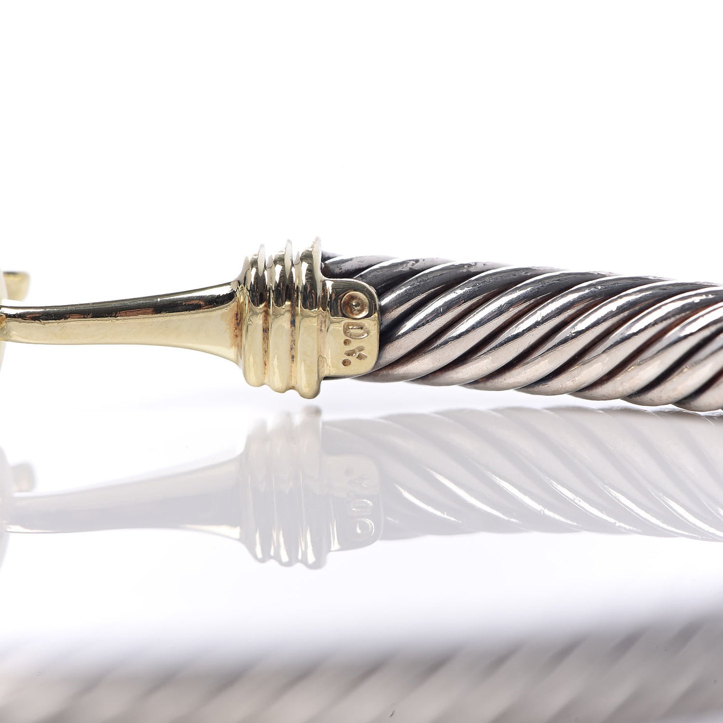 Sterling Silver 14K Yellow Gold 5mm Cable Classic Buckle Bracelet