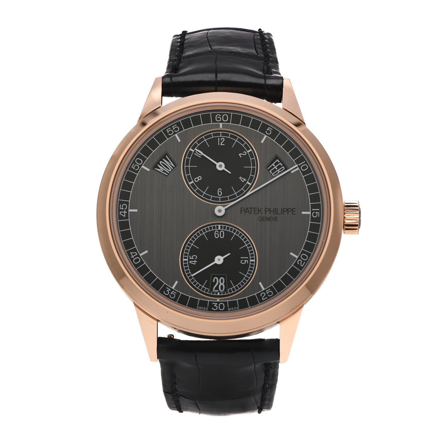 Patek Philippe 18K Rose Gold Alligator 40.5mm Annual Calendar Regulator Display Automatic Watch Graphite 5235/50R 1 of 5