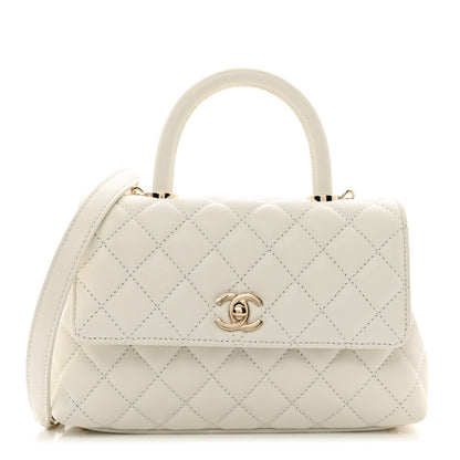 Chanel Caviar Quilted Mini Coco Handle Flap White 1 of 10