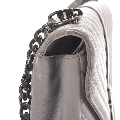 Saint Laurent Sheepskin Matelasse Chevron Monogram Large College Satchel Light Grey 10 of 14