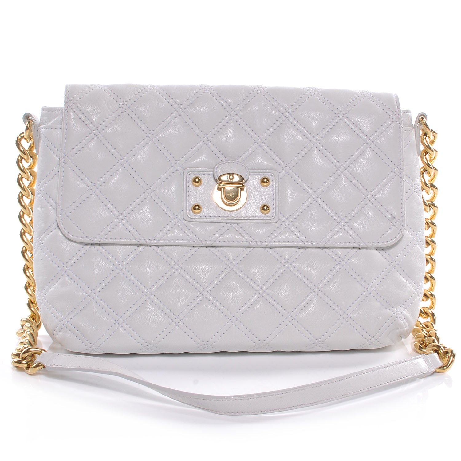Marc Jacobs Leather Quilted The Large Single White 1 of 8